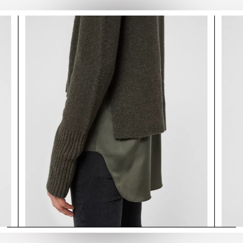 NWT All Saints Dark Green Tierny Shirt Jumper - Picture 4 of 13